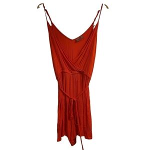 Asos orange v-neck date night spaghetti strap romper jumpsuit one pc. shorts set